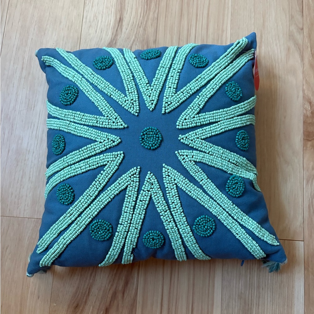 Opalhouse Teal and Mint Beaded Accent Pillow